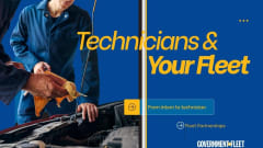 A graphic of technicians and text. 