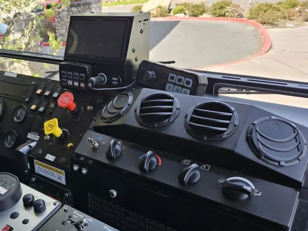 Interior cabin view of Monterra 6x6 looking out windshield