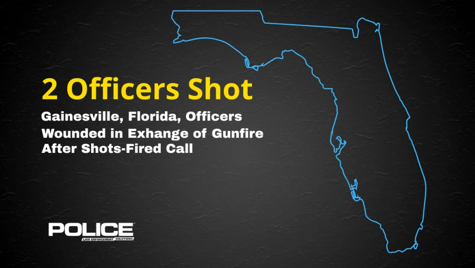Black background, outline of Florida, headline 2 Officers Shot