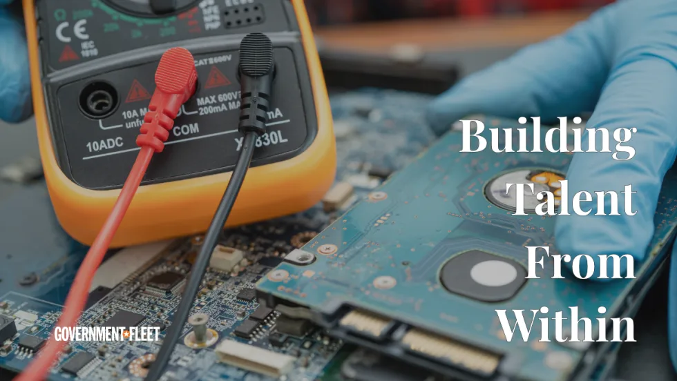 a technician working with a text overlay that says Building Talent From Within