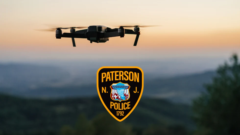 drone with paterson police shield