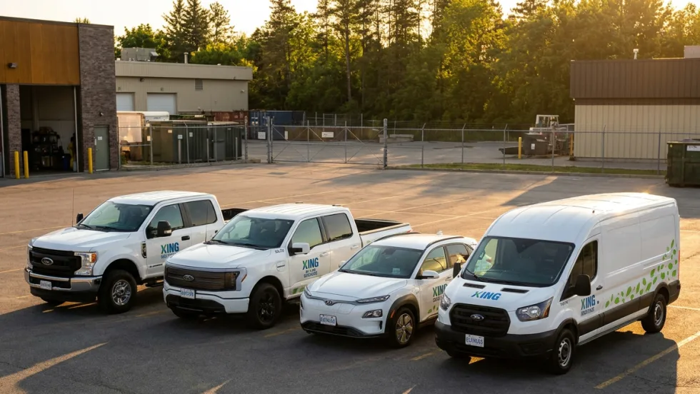 An image of a row of township vehicles. 