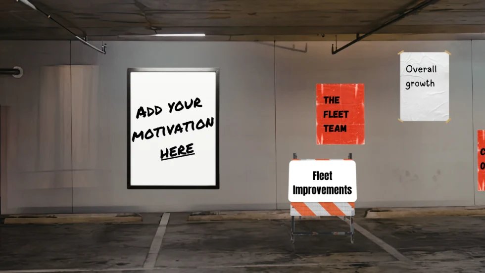 A garage wall with motivational possibilities. 