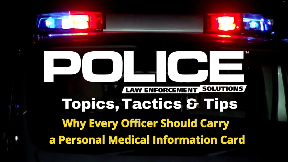 Police magazine logo with emergency vehicle lights and law enforcement branding