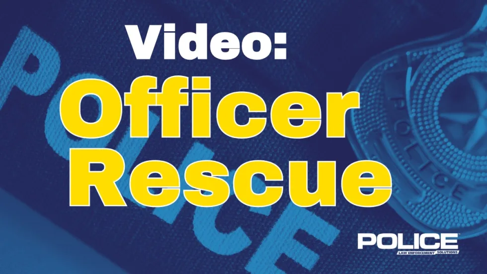 Police magazine video thumbnail for 'Officer Rescue' with blue and yellow design