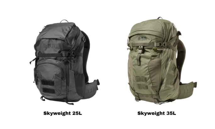 Two backpacks against a white background