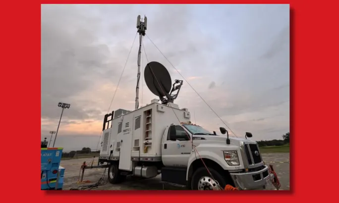 emergency satellite vehicle during a fire emergency