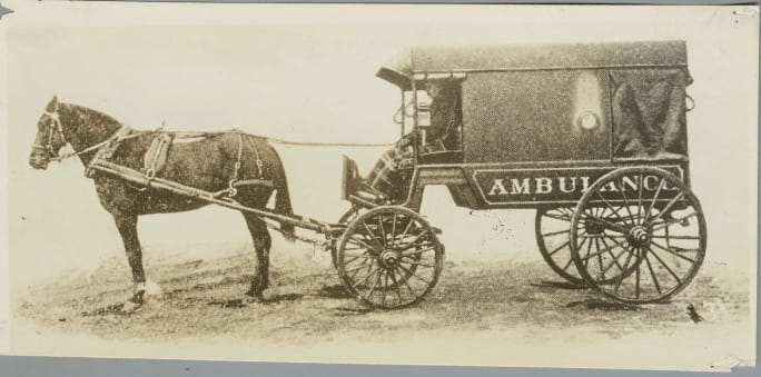 NYC Bellevue Hospital ambulance circa 1870s