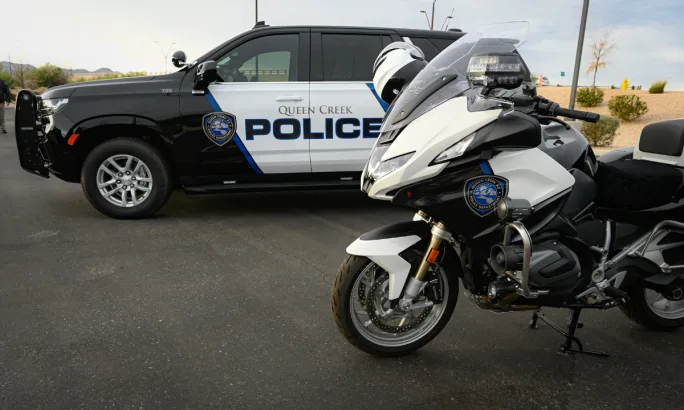Queen Creek police car and motorcycle