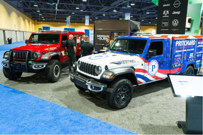 Two vehicles at the Exhibit Hall.