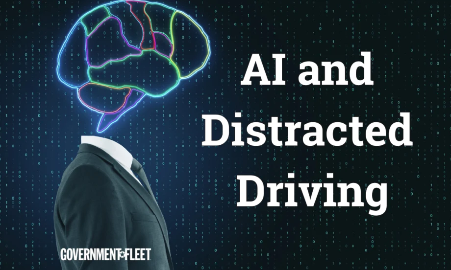 an AI futuristic picture with the words AI and Distracted Driving
