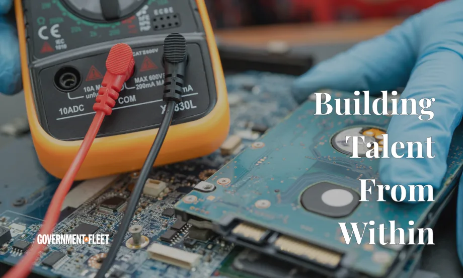 a technician working with a text overlay that says Building Talent From Within
