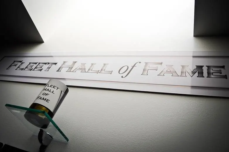 a wall with the words fleet hall of fame
