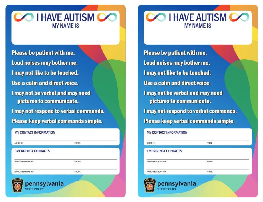 Pennsylvania State Police Distributing Informational Card to Autistic People