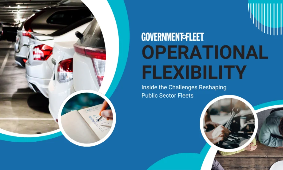several images of cars, writing, mechanics, and teamwork with the words operational flexibility.