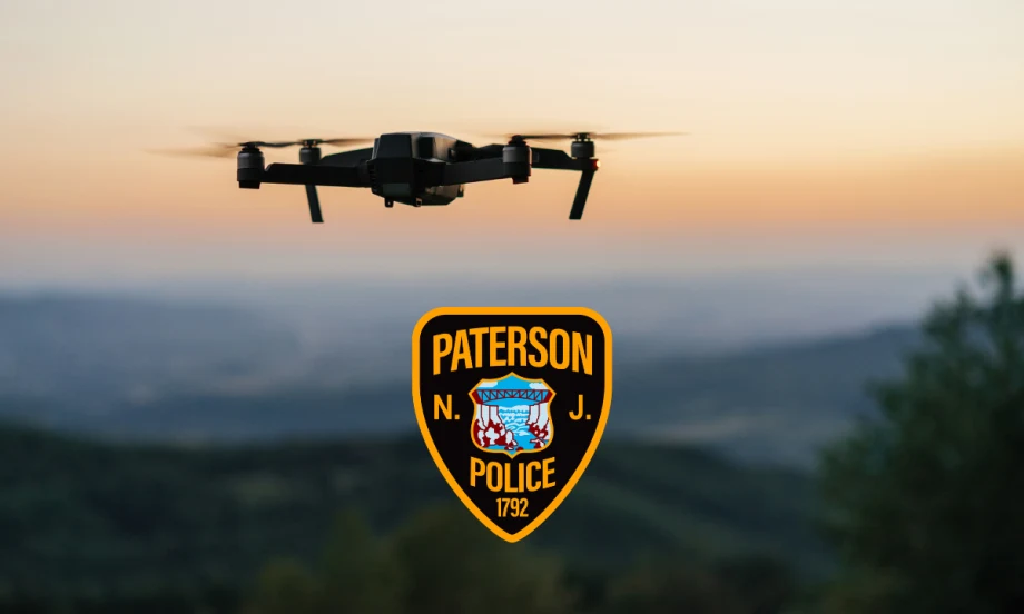 drone with paterson police shield