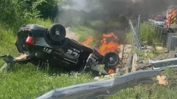 WI Officer Walks Away from Crashed, Burning Patrol SUV