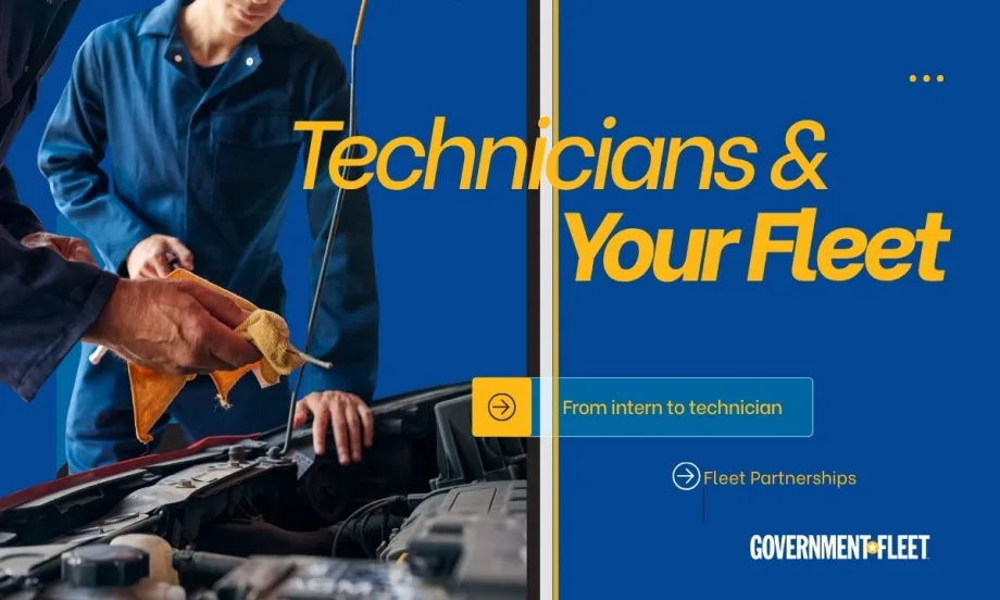 A graphic of technicians and text.