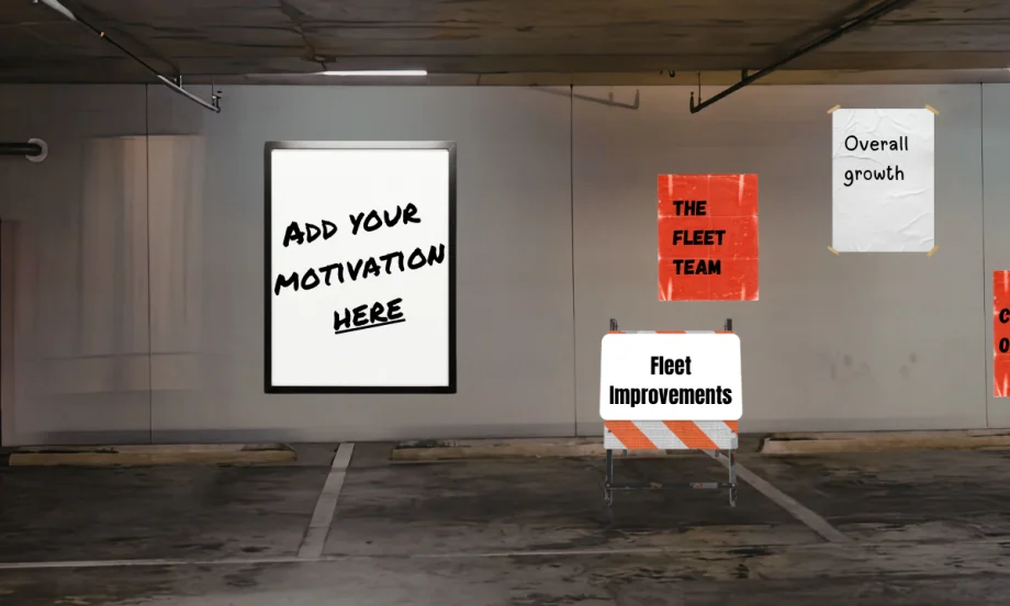 A garage wall with motivational possibilities.