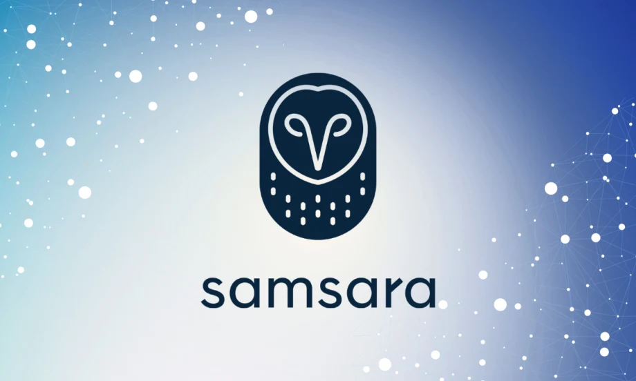 Samsara logo graphic promoting the company’s new AI-powered Public Sector Suite for infrastructure, waste management, and student transportation operations.