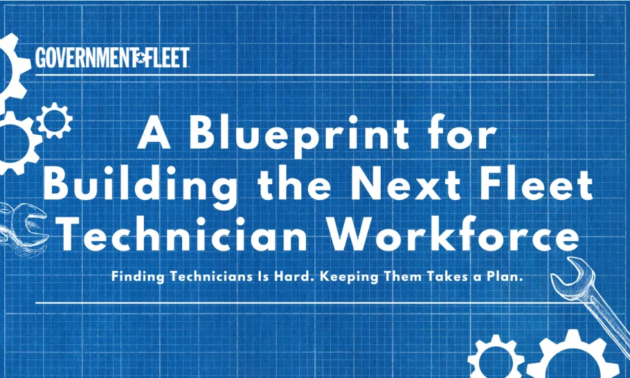 A blueprint with tool graphics and text about technicians.