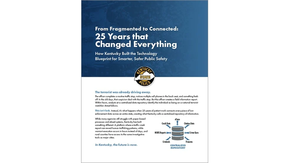 Kentucky State Police technology blueprint document cover with official logo